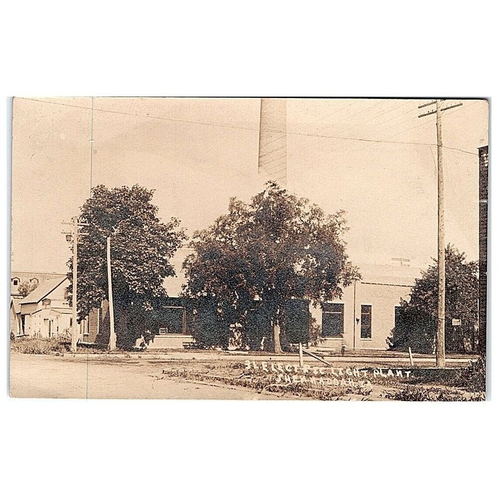 Shenandoah Iowa IA 1909 RPPC Electric Light Plant Smoke Stack Postcard - Picture 2 of 3